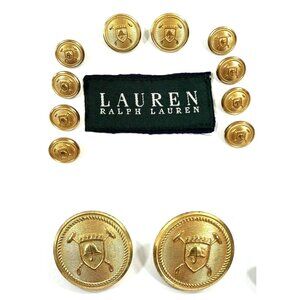 Polo Lauren Ralph Lauren Replacement Buttons Gold Toned Waterbury USA 10 Count